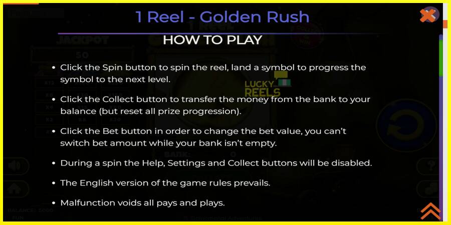 1 Reel Golden Rush מכונת משחק לכסף, תְמוּנָה 4