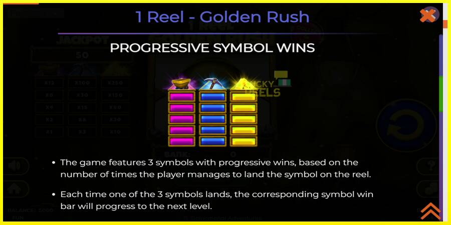 1 Reel Golden Rush מכונת משחק לכסף, תְמוּנָה 5