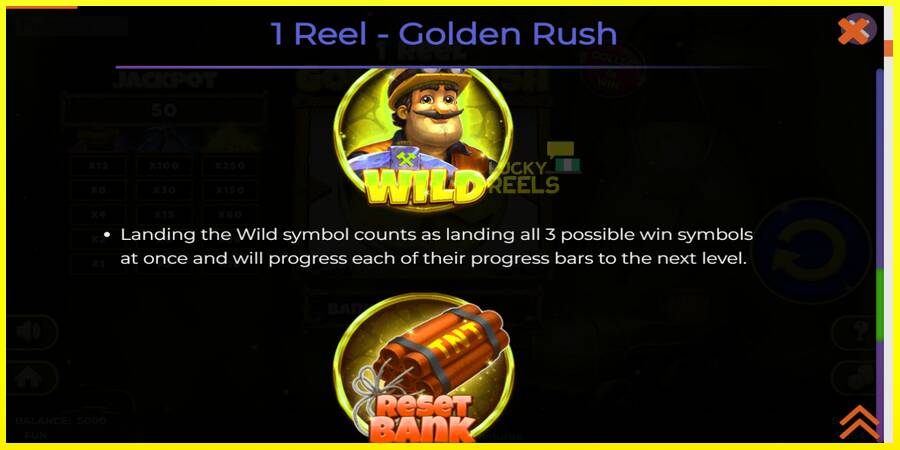 1 Reel Golden Rush מכונת משחק לכסף, תְמוּנָה 6