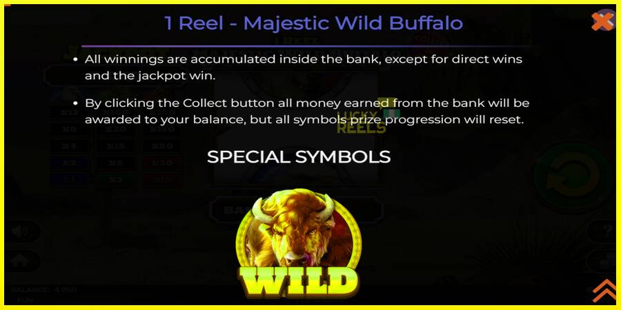 1 Reel Majestic Wild Buffalo מכונת משחק לכסף, תְמוּנָה 6