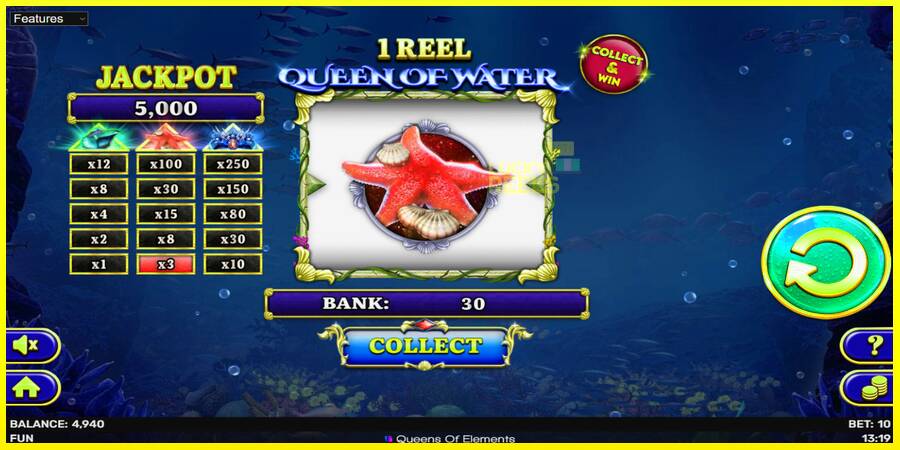 1 Reel Queen of Water מכונת משחק לכסף, תְמוּנָה 3