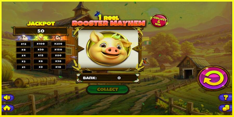 1 Reel Rooster Mayhem מכונת משחק לכסף, תְמוּנָה 3