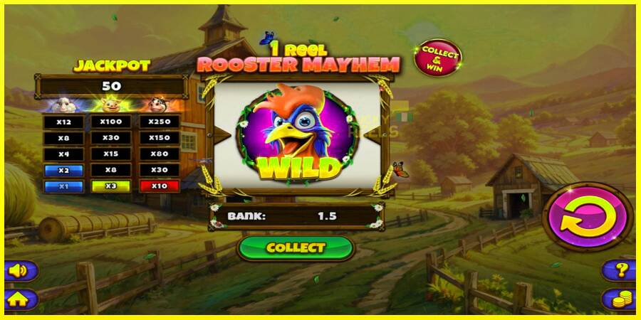 1 Reel Rooster Mayhem מכונת משחק לכסף, תְמוּנָה 4