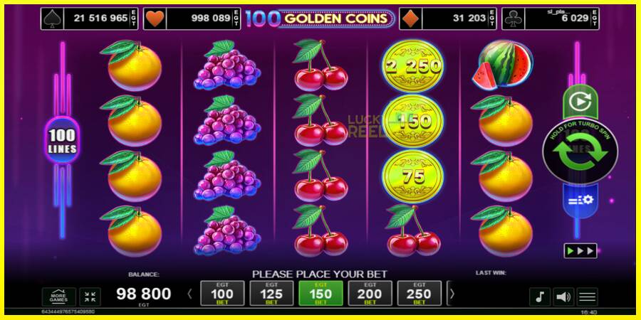 100 Golden Coins מכונת משחק לכסף, תְמוּנָה 2