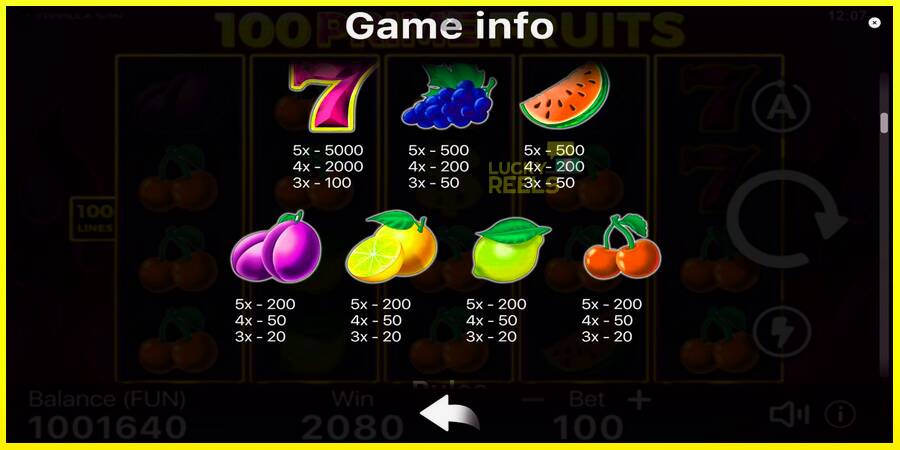 100 Prime Fruits מכונת משחק לכסף, תְמוּנָה 6