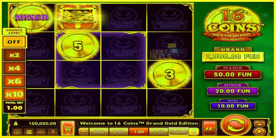 16 Coins Grand Gold Edition Halloween Jackpots מכונת משחק לכסף, תְמוּנָה 1