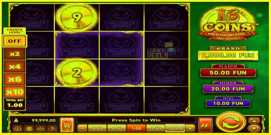 16 Coins Grand Gold Edition Halloween Jackpots מכונת משחק לכסף, תְמוּנָה 2