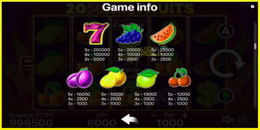 20 Prime Fruits מכונת משחק לכסף, תְמוּנָה 6