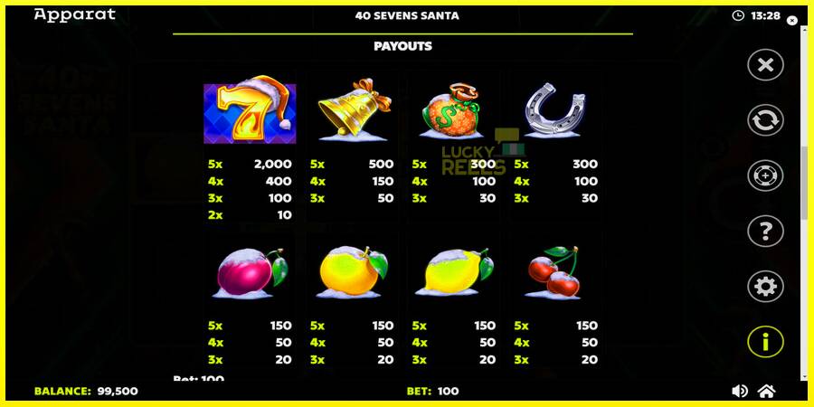 40 Sevens Santa מכונת משחק לכסף, תְמוּנָה 6