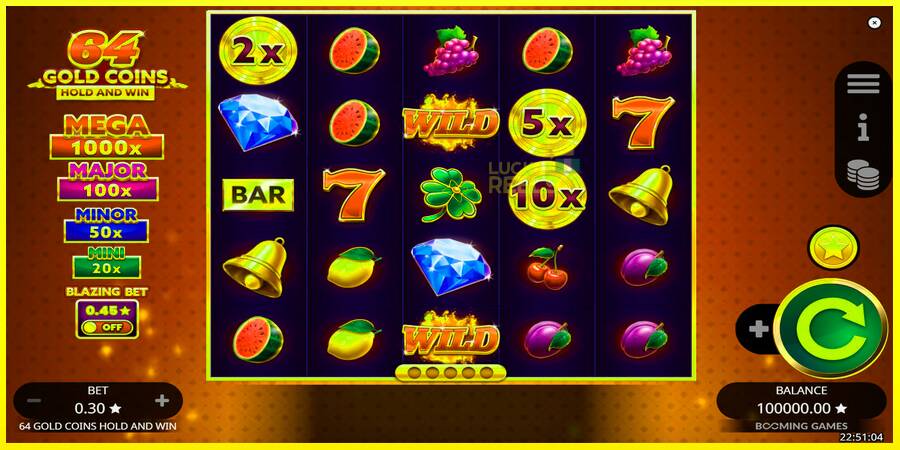 64 Gold Coins Hold and Win מכונת משחק לכסף, תְמוּנָה 1