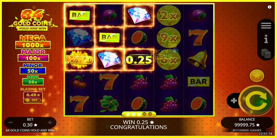 64 Gold Coins Hold and Win מכונת משחק לכסף, תְמוּנָה 3