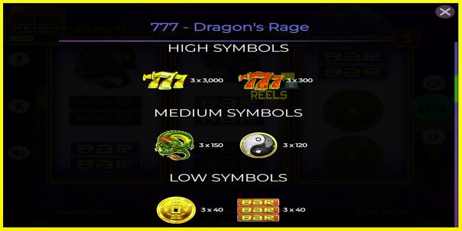 777 - Dragons Rage מכונת משחק לכסף, תְמוּנָה 5