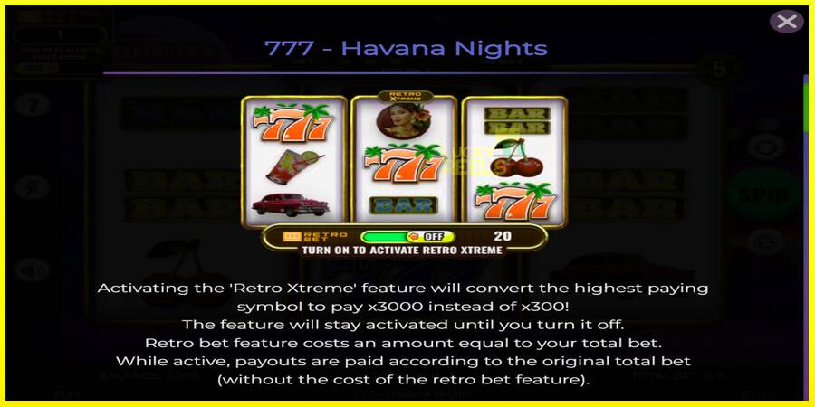 777 - Havana Nights מכונת משחק לכסף, תְמוּנָה 4