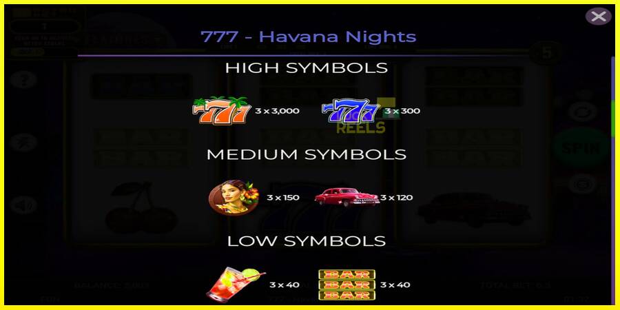 777 - Havana Nights מכונת משחק לכסף, תְמוּנָה 5