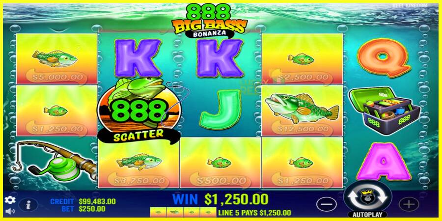 888 Big Bass Bonanza מכונת משחק לכסף, תְמוּנָה 3