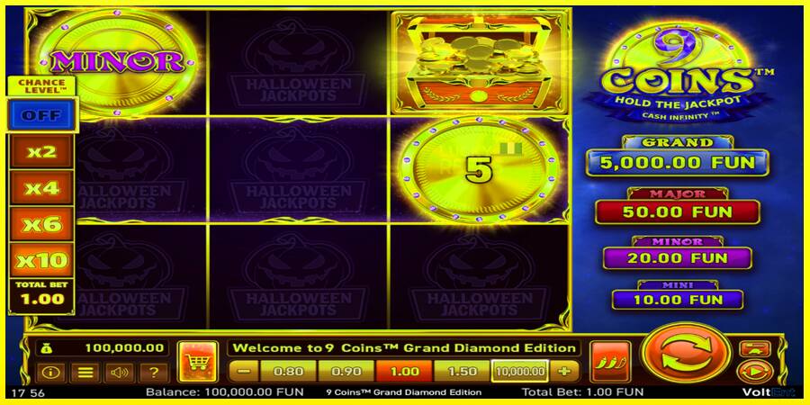 9 Coins Grand Diamond Edition Halloween Jackpots מכונת משחק לכסף, תְמוּנָה 2