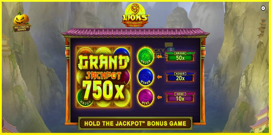 9 Lions Halloween Jackpots מכונת משחק לכסף, תְמוּנָה 1