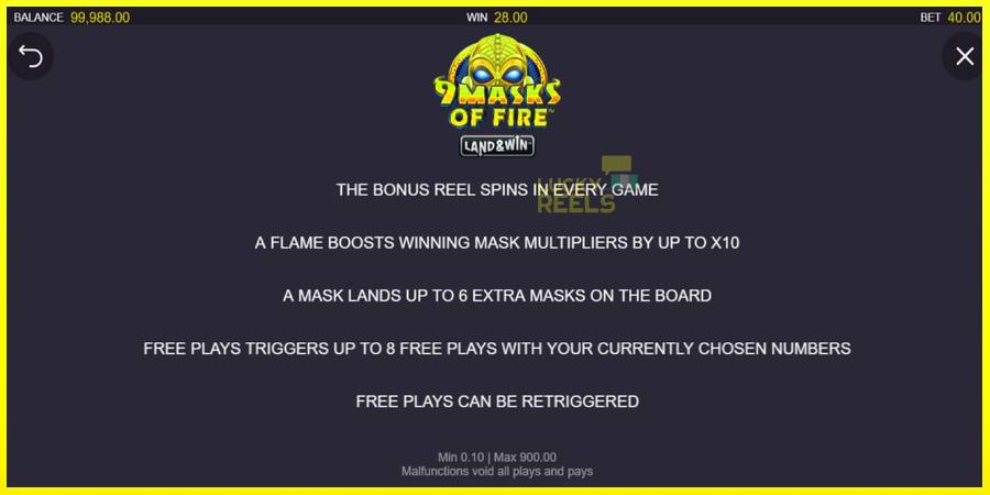 9 Masks of Fire Land & Win מכונת משחק לכסף, תְמוּנָה 7