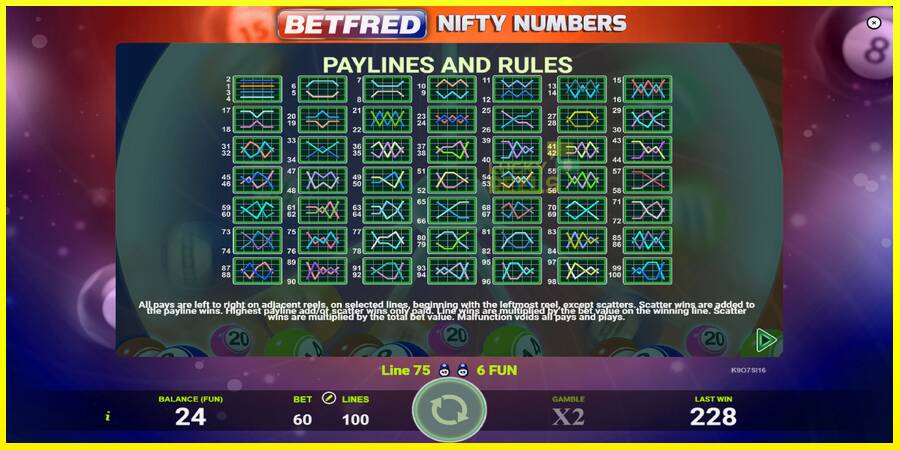 Betfred Nifty Numbers מכונת משחק לכסף, תְמוּנָה 7