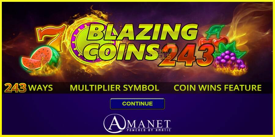 Blazing Coins 243 מכונת משחק לכסף, תְמוּנָה 1