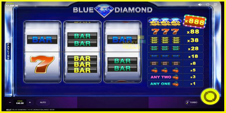 Blue Diamond מכונת משחק לכסף, תְמוּנָה 2