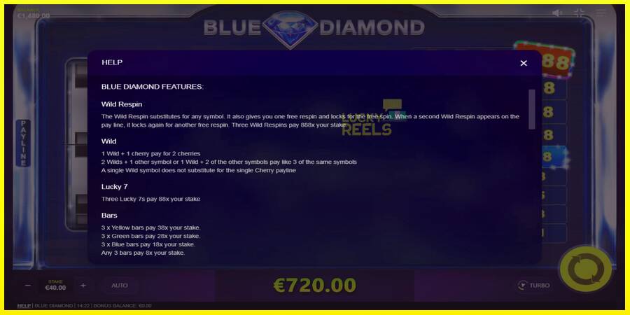 Blue Diamond מכונת משחק לכסף, תְמוּנָה 5