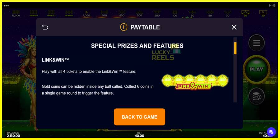 Carnaval Link&Win מכונת משחק לכסף, תְמוּנָה 6