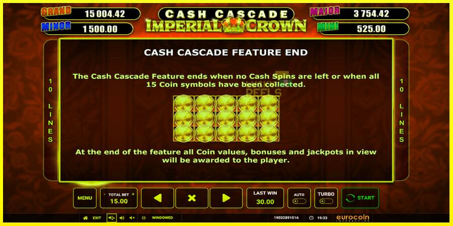 Cash Cascade Imperial Crown מכונת משחק לכסף, תְמוּנָה 7