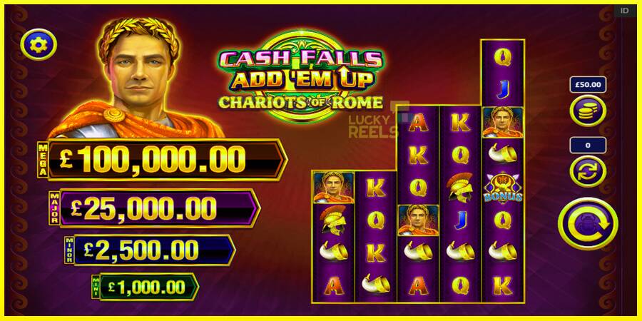 Cash Falls: Add Em Up Chariots of Rome מכונת משחק לכסף, תְמוּנָה 2