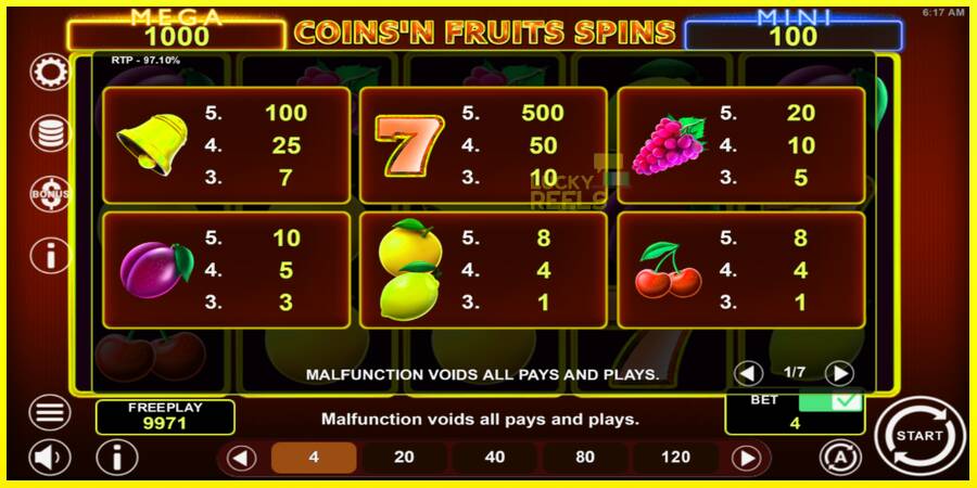 Coinsn Fruits Spins מכונת משחק לכסף, תְמוּנָה 5