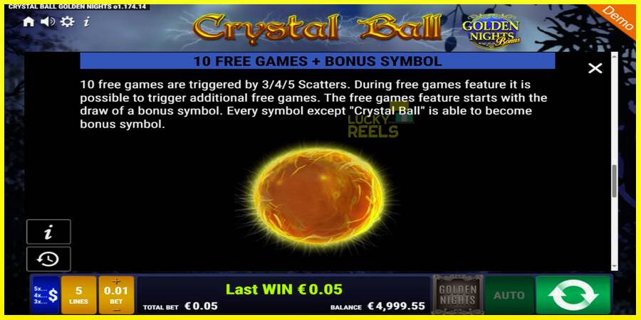 Crystal Ball Golden Nights מכונת משחק לכסף, תְמוּנָה 5