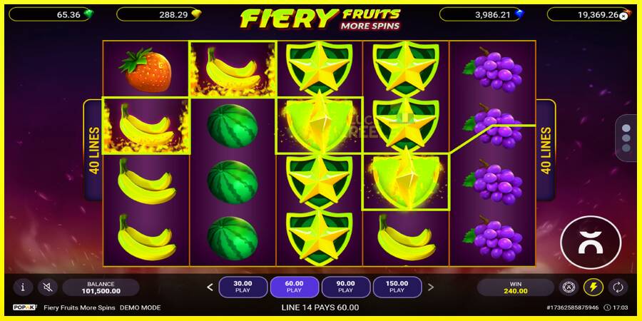 Fiery Fruits More Spins מכונת משחק לכסף, תְמוּנָה 3