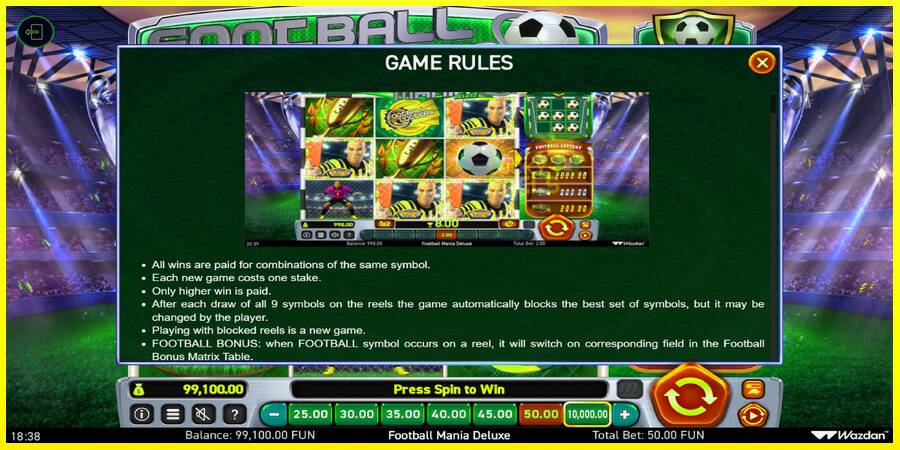 Football Mania Deluxe מכונת משחק לכסף, תְמוּנָה 6