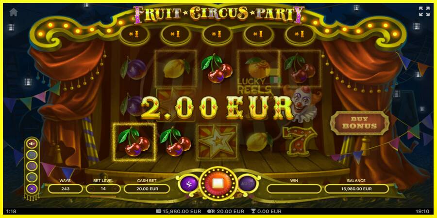 Fruit Circus Party מכונת משחק לכסף, תְמוּנָה 3