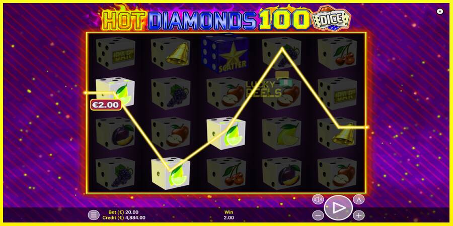 Hot Diamonds 100 Dice מכונת משחק לכסף, תְמוּנָה 3