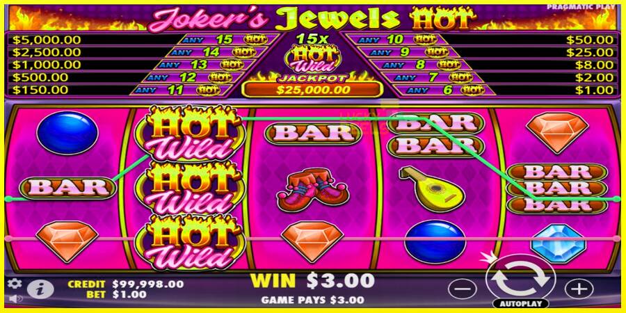 Jokers Jewels Hot מכונת משחק לכסף, תְמוּנָה 2