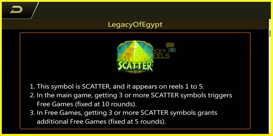 Legacy of Egypt מכונת משחק לכסף, תְמוּנָה 4