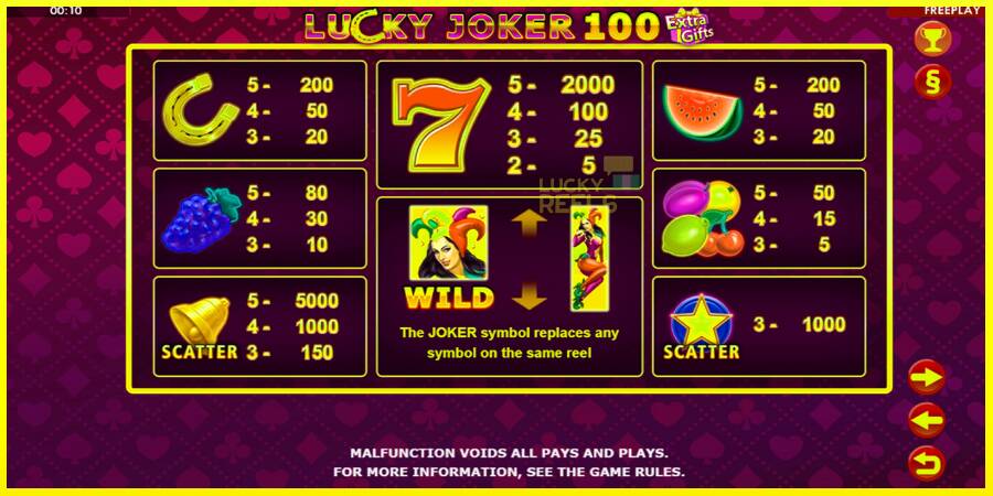 Lucky Joker 100 Extra Gifts מכונת משחק לכסף, תְמוּנָה 5