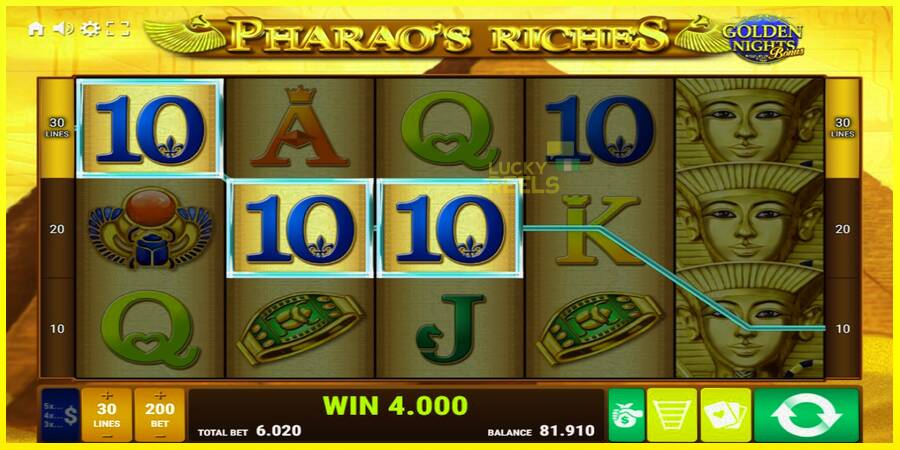 Pharaos Riches Golden Nights מכונת משחק לכסף, תְמוּנָה 3