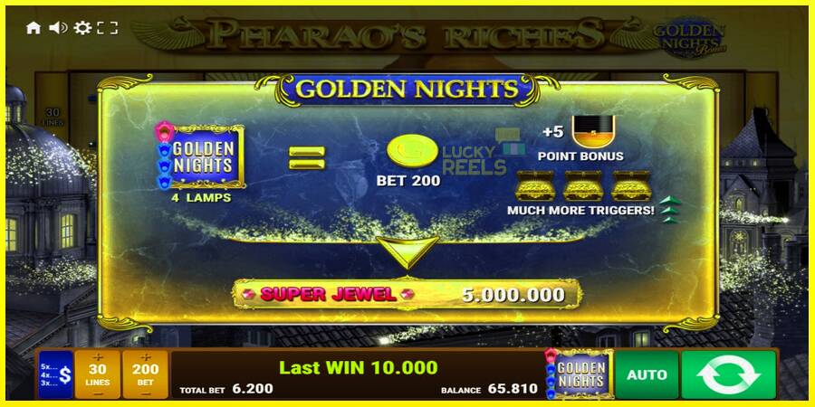 Pharaos Riches Golden Nights מכונת משחק לכסף, תְמוּנָה 7