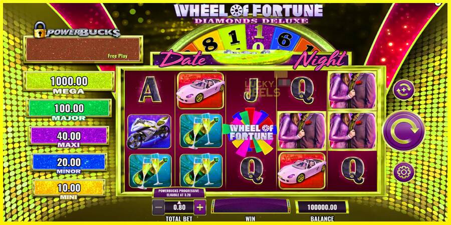 PowerBucks Wheel of Fortune Diamonds Deluxe Date Night מכונת משחק לכסף, תְמוּנָה 2