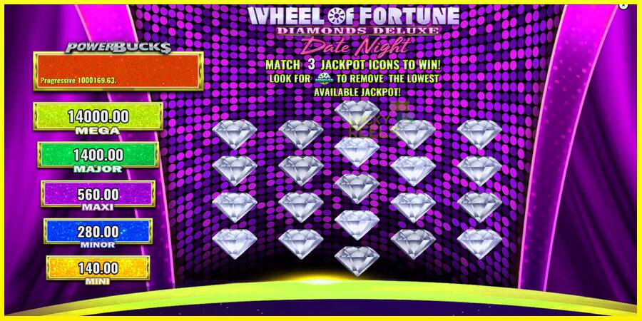 PowerBucks Wheel of Fortune Diamonds Deluxe Date Night מכונת משחק לכסף, תְמוּנָה 4