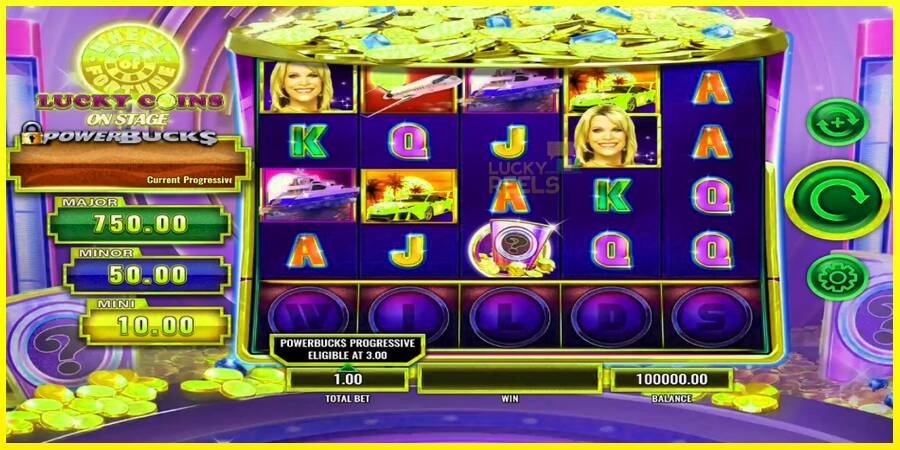 PowerBucks Wheel of Fortune Lucky Coins On Stage מכונת משחק לכסף, תְמוּנָה 1