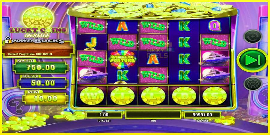 PowerBucks Wheel of Fortune Lucky Coins On Stage מכונת משחק לכסף, תְמוּנָה 3