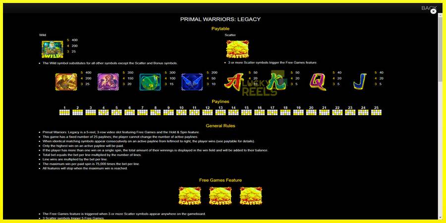 Primal Warriors: Legacy מכונת משחק לכסף, תְמוּנָה 7