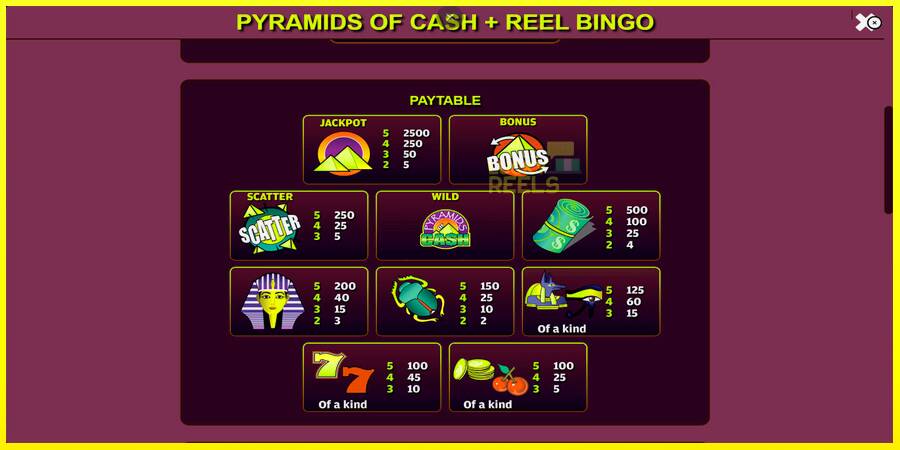 Pyramids of Cash with Reel Bingo מכונת משחק לכסף, תְמוּנָה 5