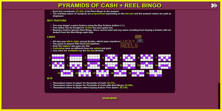 Pyramids of Cash with Reel Bingo מכונת משחק לכסף, תְמוּנָה 6