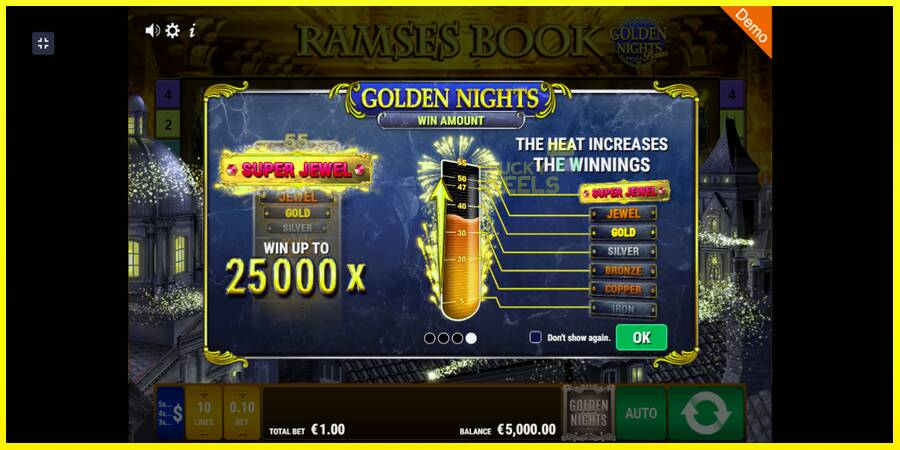 Ramses Book Golden Nights מכונת משחק לכסף, תְמוּנָה 1