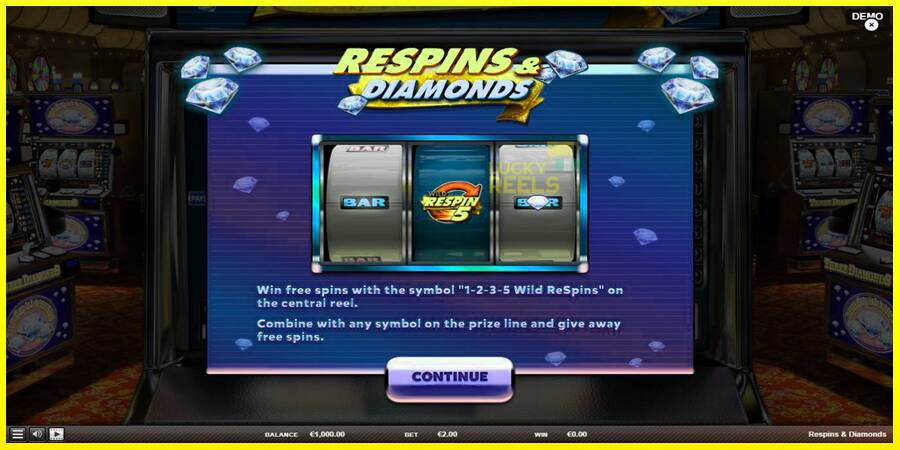 Respins Diamonds מכונת משחק לכסף, תְמוּנָה 1