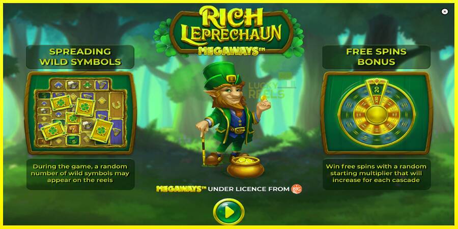 Rich Leprechaun Megaways מכונת משחק לכסף, תְמוּנָה 1